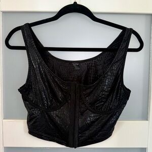 Black Shiny Bustier Top